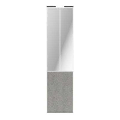 Porte de placard coulissante atelier béton profil blanc GoodHome Arius H. 248,5 x L. 61.2 cm + amortisseurs
