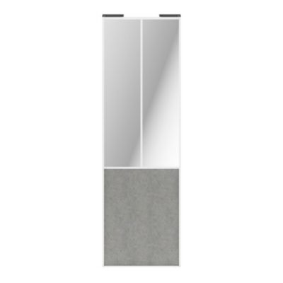 Porte de placard coulissante atelier béton profil blanc GoodHome Arius H. 248,5 x L. 76.2 cm + amortisseurs