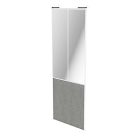 Porte de placard coulissante atelier béton profil blanc GoodHome Arius H. 248,5 x L. 91.2 cm + amortisseurs