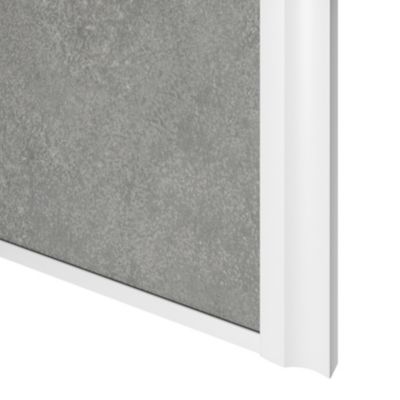 Porte de placard coulissante atelier béton profil blanc GoodHome Arius H. 248,5 x L. 91.2 cm + amortisseurs