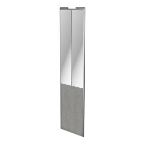 Porte de placard coulissante atelier béton profil gris GoodHome Arius H. 248,5 x L. 61.2 cm + amortisseurs