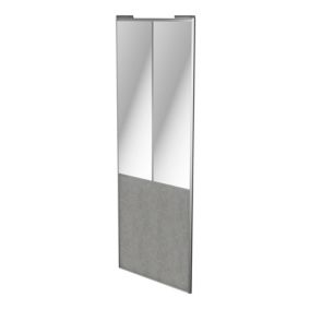Porte de placard coulissante atelier béton profil gris GoodHome Arius H. 248,5 x L. 91.2 cm + amortisseurs