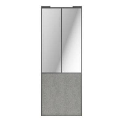 Porte de placard coulissante atelier béton profil gris GoodHome Arius H. 248,5 x L. 91.2 cm + amortisseurs