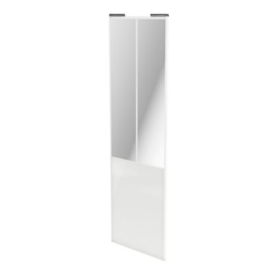 Porte de placard coulissante atelier blanc brillant profil blanc GoodHome Arius H. 248,5 x L. 76.2 cm + amortisseurs