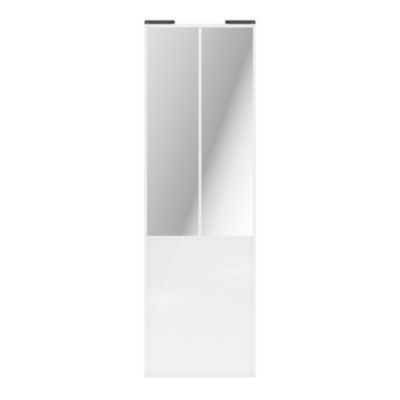 Porte de placard coulissante atelier blanc brillant profil blanc GoodHome Arius H. 248,5 x L. 76.2 cm + amortisseurs