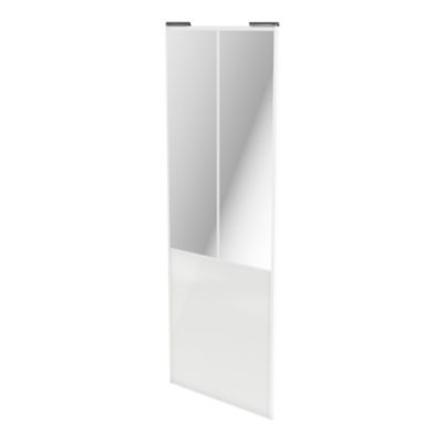Porte de placard coulissante atelier blanc brillant profil blanc GoodHome Arius H. 248,5 x L. 91.2 cm + amortisseurs