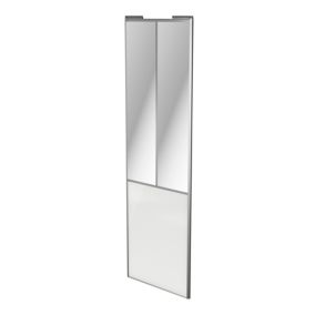 Porte de placard coulissante atelier blanc brillant profil gris GoodHome Arius H. 248,5 x L. 76.2 cm + amortisseurs