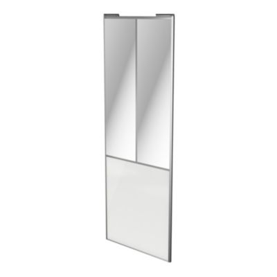 Porte de placard coulissante atelier blanc brillant profil gris GoodHome Arius H. 248,5 x L. 91.2 cm + amortisseurs