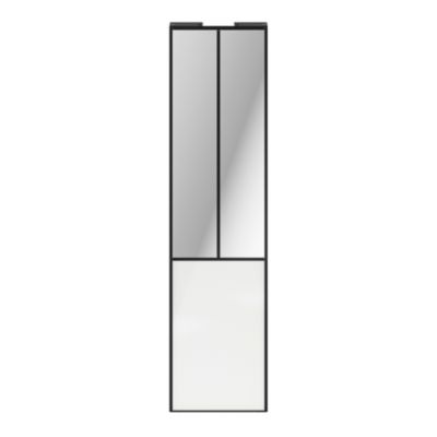 Porte de placard coulissante atelier blanc brillant profil noir GoodHome Arius H. 248,5 x L. 61.2 cm + amortisseurs