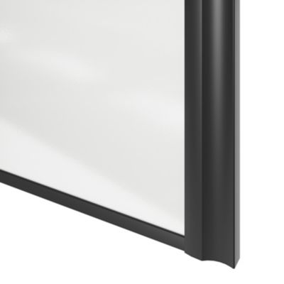 Porte de placard coulissante atelier blanc brillant profil noir GoodHome Arius H. 248,5 x L. 61.2 cm + amortisseurs