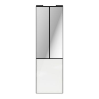 Porte de placard coulissante atelier blanc brillant profil noir GoodHome Arius H. 248,5 x L. 76.2 cm + amortisseurs