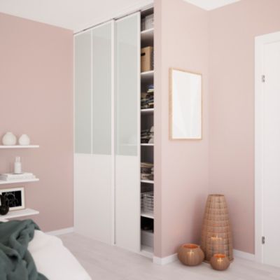 Porte de placard coulissante atelier blanc profil blanc GoodHome Arius H. 248,5 x L. 76.2 cm + amortisseurs