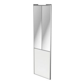 Porte de placard coulissante atelier blanc profil gris GoodHome Arius H. 248,5 x L. 76.2 cm + amortisseurs