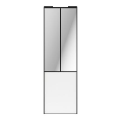 Porte de placard coulissante atelier blanc profil noir GoodHome Arius H. 248,5 x L. 76.2 cm + amortisseurs