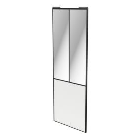 Porte de placard coulissante atelier blanc profil noir GoodHome Arius H. 248,5 x L. 91.2 cm + amortisseurs