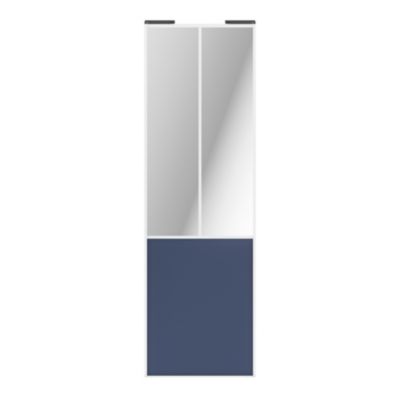Porte de placard coulissante atelier bleu profil blanc GoodHome Arius H. 248,5 x L. 76.2 cm + amortisseurs