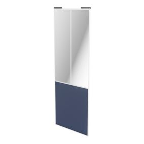 Porte de placard coulissante atelier bleu profil blanc GoodHome Arius H. 248,5 x L. 91.2 cm + amortisseurs