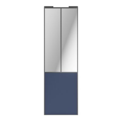 Porte de placard coulissante atelier bleu profil gris GoodHome Arius H. 248,5 x L. 76.2 cm + amortisseurs