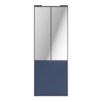 Porte de placard coulissante atelier bleu profil gris GoodHome Arius H. 248,5 x L. 91.2 cm + amortisseurs
