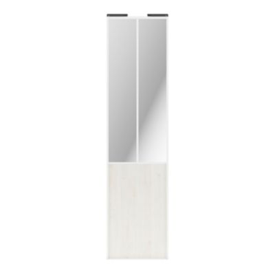 Porte de placard coulissante atelier bois nordique profil blanc GoodHome Arius H. 248,5 x L. 61.2 cm + amortisseurs