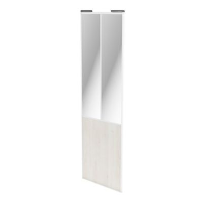 Porte de placard coulissante atelier bois nordique profil blanc GoodHome Arius H. 248,5 x L. 76.2 cm + amortisseurs