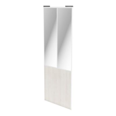 Porte de placard coulissante atelier bois nordique profil blanc GoodHome Arius H. 248,5 x L. 91.2 cm + amortisseurs