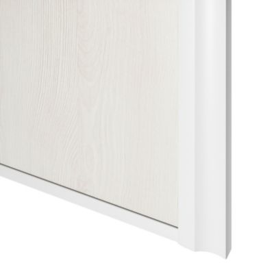 Porte de placard coulissante atelier bois nordique profil blanc GoodHome Arius H. 248,5 x L. 91.2 cm + amortisseurs