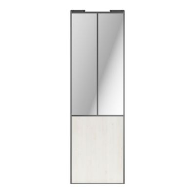 Porte de placard coulissante atelier bois nordique profil gris GoodHome Arius H. 248,5 x L. 76.2 cm + amortisseurs