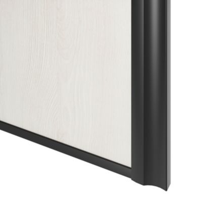 Porte de placard coulissante atelier bois nordique profil noir GoodHome Arius H. 248,5 x L. 61.2 cm + amortisseurs