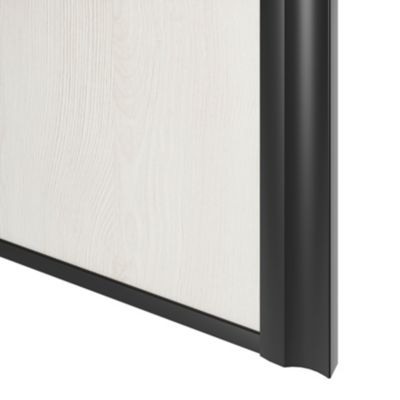 Porte de placard coulissante atelier bois nordique profil noir GoodHome Arius H. 248,5 x L. 91.2 cm + amortisseurs