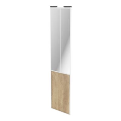 Porte de placard coulissante atelier effet chêne brut profil blanc GoodHome Arius H. 248,5 x L. 61.2 cm + amortisseurs