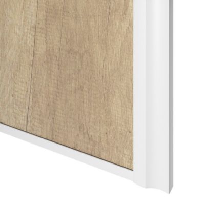 Porte de placard coulissante atelier effet chêne brut profil blanc GoodHome Arius H. 248,5 x L. 91.2 cm + amortisseurs
