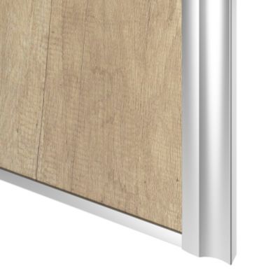 Porte de placard coulissante atelier effet chêne brut profil gris GoodHome Arius H. 248,5 x L. 61.2 cm + amortisseurs