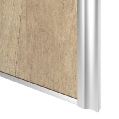 Porte de placard coulissante atelier effet chêne brut profil gris GoodHome Arius H. 248,5 x L. 91.2 cm + amortisseurs