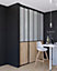 Porte de placard coulissante atelier effet chêne brut profil noir GoodHome Arius H. 248,5 x L. 61.2 cm + amortisseurs