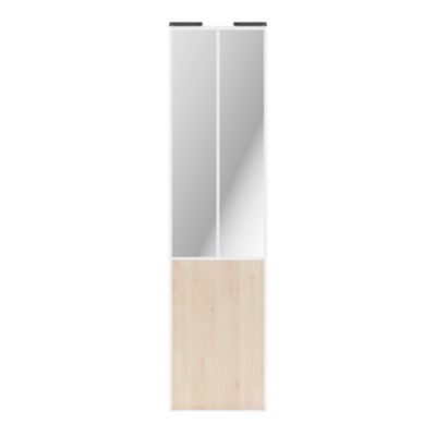 Porte de placard coulissante atelier effet chêne clair profil blanc GoodHome Arius H. 248,5 x L. 76.2 cm + amortisseurs