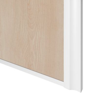 Porte de placard coulissante atelier effet chêne clair profil blanc GoodHome Arius H. 248,5 x L. 91.2 cm + amortisseurs