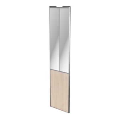 Porte de placard coulissante atelier effet chêne clair profil gris GoodHome Arius H. 248,5 x L. 61.2 cm + amortisseurs