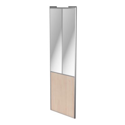 Porte de placard coulissante atelier effet chêne clair profil gris GoodHome Arius H. 248,5 x L. 76.2 cm + amortisseurs