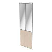 Porte de placard coulissante atelier effet chêne clair profil gris GoodHome Arius H. 248,5 x L. 91.2 cm + amortisseurs