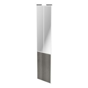 Porte de placard coulissante atelier effet chêne grisé profil blanc GoodHome Arius H. 248,5 x L. 61.2 cm + amortisseurs