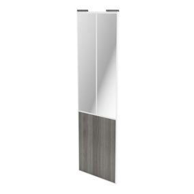 Porte de placard coulissante atelier effet chêne grisé profil blanc GoodHome Arius H. 248,5 x L. 76.2 cm + amortisseurs