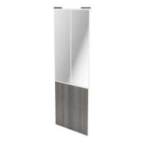 Porte de placard coulissante atelier effet chêne grisé profil blanc GoodHome Arius H. 248,5 x L. 91.2 cm + amortisseurs