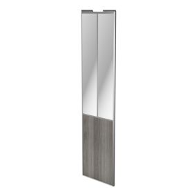 Porte de placard coulissante atelier effet chêne grisé profil gris GoodHome Arius H. 248,5 x L. 61.2 cm + amortisseurs