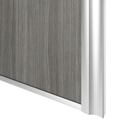 Porte de placard coulissante atelier effet chêne grisé profil gris GoodHome Arius H. 248,5 x L. 76.2 cm + amortisseurs