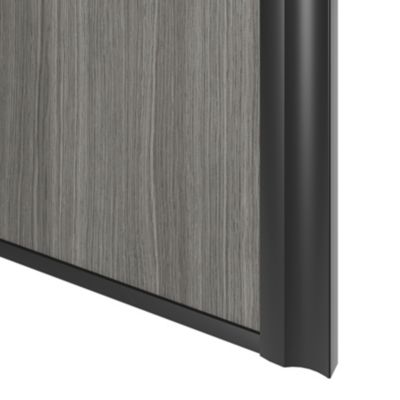 Porte de placard coulissante atelier effet chêne grisé profil noir GoodHome Arius H. 248,5 x L. 91.2 cm + amortisseurs