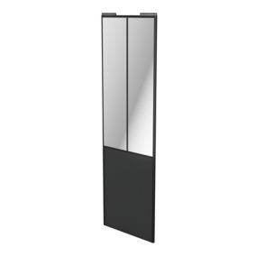 Porte de placard coulissante atelier gris anthracite profil noir GoodHome Arius H. 248,5 x L. 76.2 cm + amortisseurs