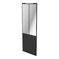 Porte de placard coulissante atelier gris anthracite profil noir GoodHome Arius H. 248,5 x L. 91.2 cm + amortisseurs
