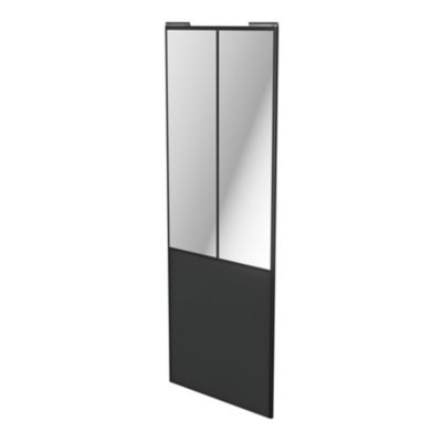 Porte de placard coulissante atelier gris anthracite profil noir GoodHome Arius H. 248,5 x L. 91.2 cm + amortisseurs