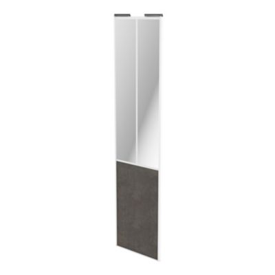 Porte de placard coulissante atelier gris antique profil blanc GoodHome Arius H. 248,5 x L. 61.2 cm + amortisseurs